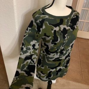 Belle De Jour green camouflage print sweater
